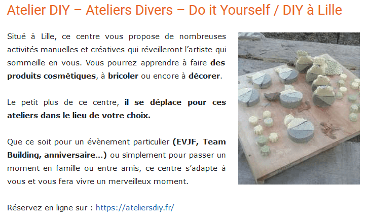 Article Babasport Retrouvez l'article complet sur https://blog.babasport.fr/actu-insolite/atelier-do-it-yourself-en-france-idee-a-faire-diy/?fbclid=IwAR3DOjSRmMNMTPGAL5P6LJkSLbzap_QObUeHKp0LkakMXYWIXW4Qnr9CmpI